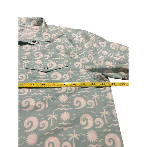 Rabbit Running Shirt Mens Low Tide Short Sleeve Snap Sz Large Perforated - Picture 8 of 8